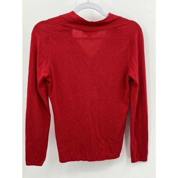 Banana Republic Women's V-Neck Sweater Small Red Silk Wool Cashmere S - Picture 2 of 8